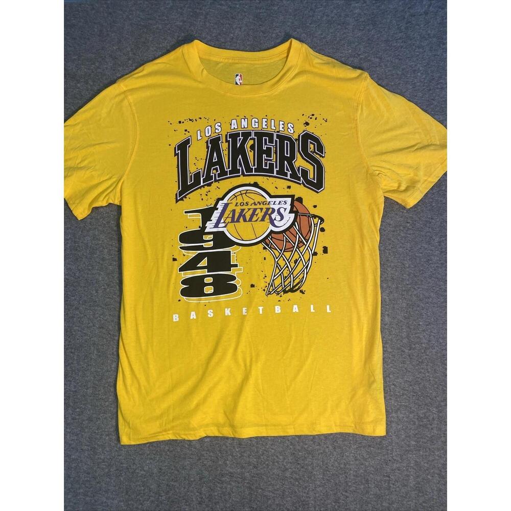 Nba Los Angeles Lakers Basketball 1948 Graphic Yellow Black Mens Xl